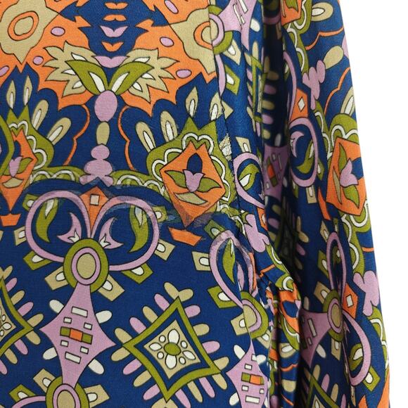 Tolani Tessa Silk Tunic Dress Size Small Tasseled V-Neckline 3/4 Sleeves Boho - Picture 8 of 11